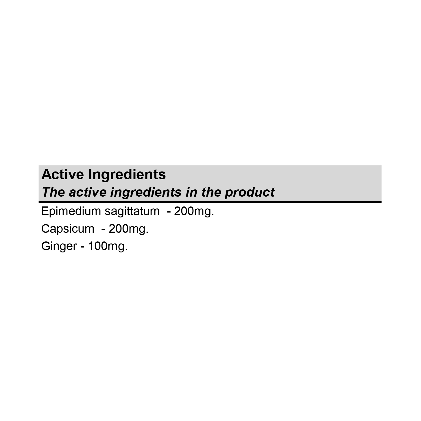 1 x MSS Male Max Up 500mg capsule active ingredients