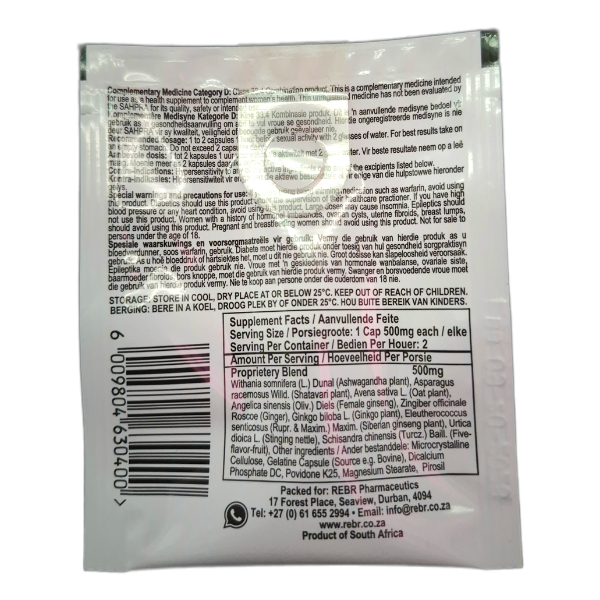 MSS For Her Super Capsules 2 x 500mg Sachet back image (L2)