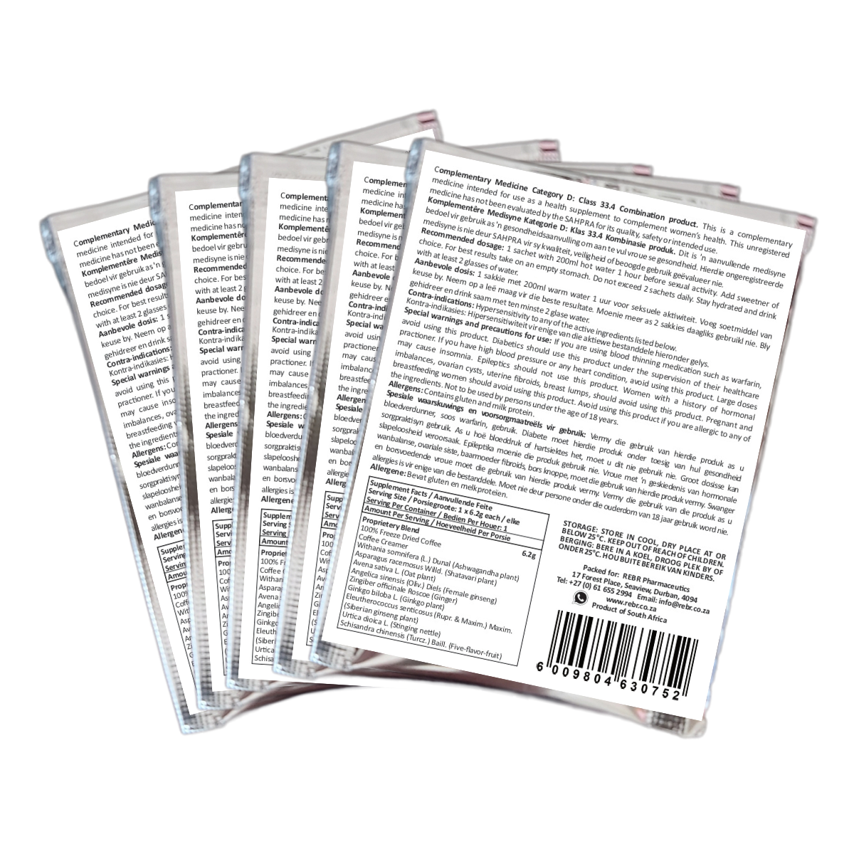 5 x sachets MSS Ladies Coffee Premix 6.2g value pack