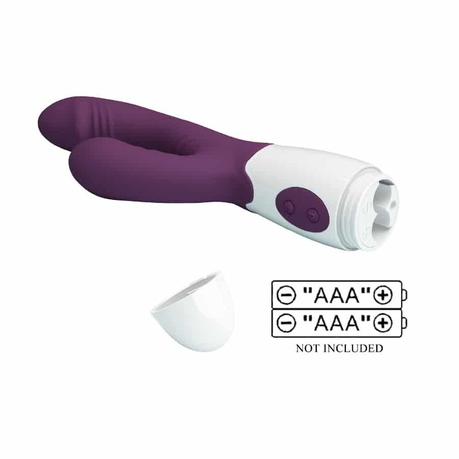 Pretty Love Andre Dual Stimulating Vibrator Purple Battery Position