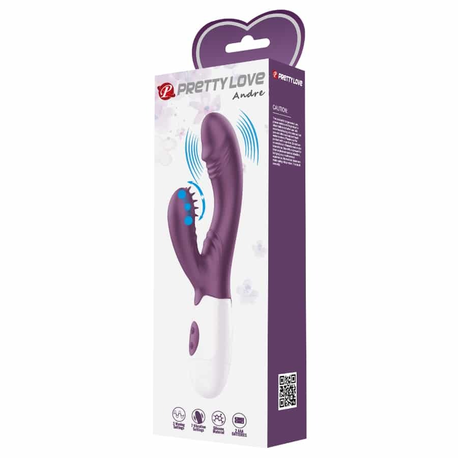 Pretty Love Andre Dual Stimulating Vibrator Purple Packaging