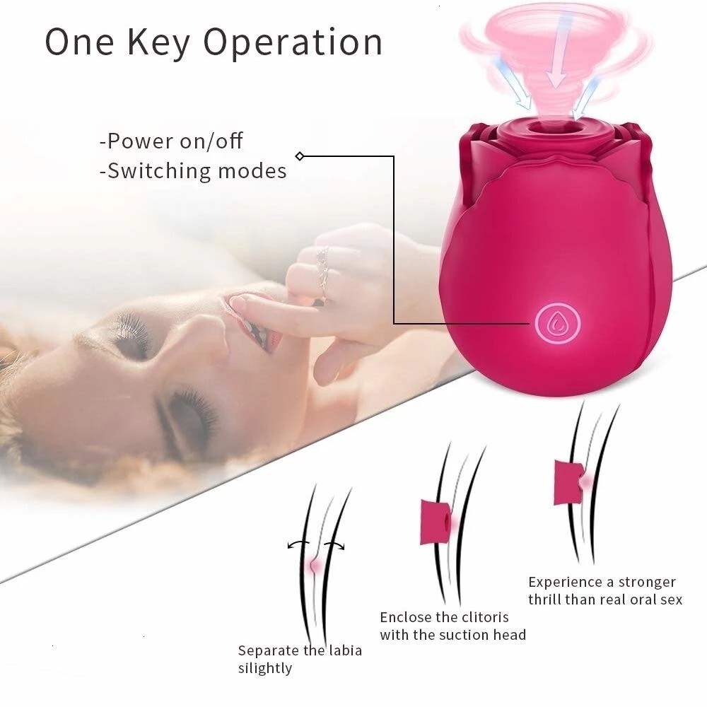 Wonderland Rose Shaped Clit Sucking Vibrator Button Operation